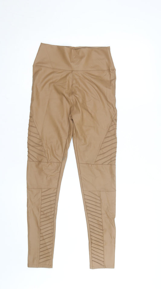 Emily & Me London Womens Beige Faux Leather Skinny Leggings S/M