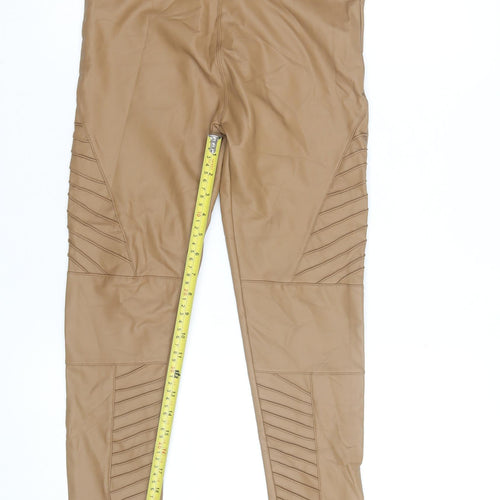 Emily & Me London Womens Beige Faux Leather Skinny Leggings S/M
