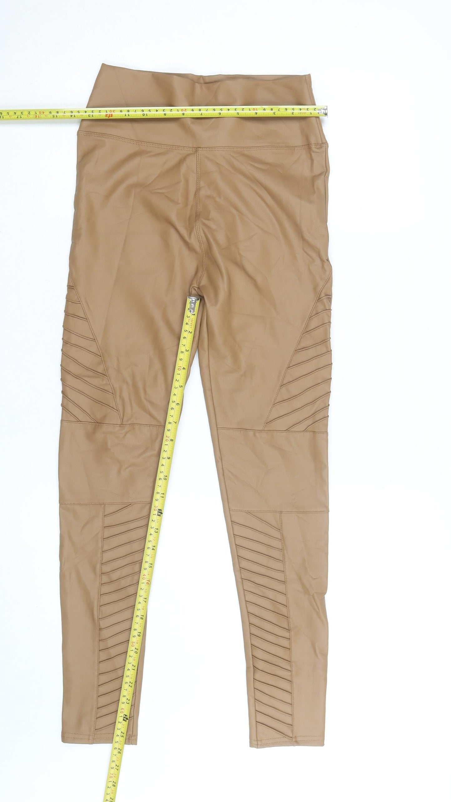 Emily & Me London Womens Beige Faux Leather Skinny Leggings S/M