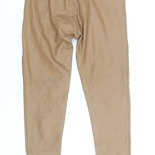 Emily & Me London Womens Beige Faux Leather Skinny Leggings S/M
