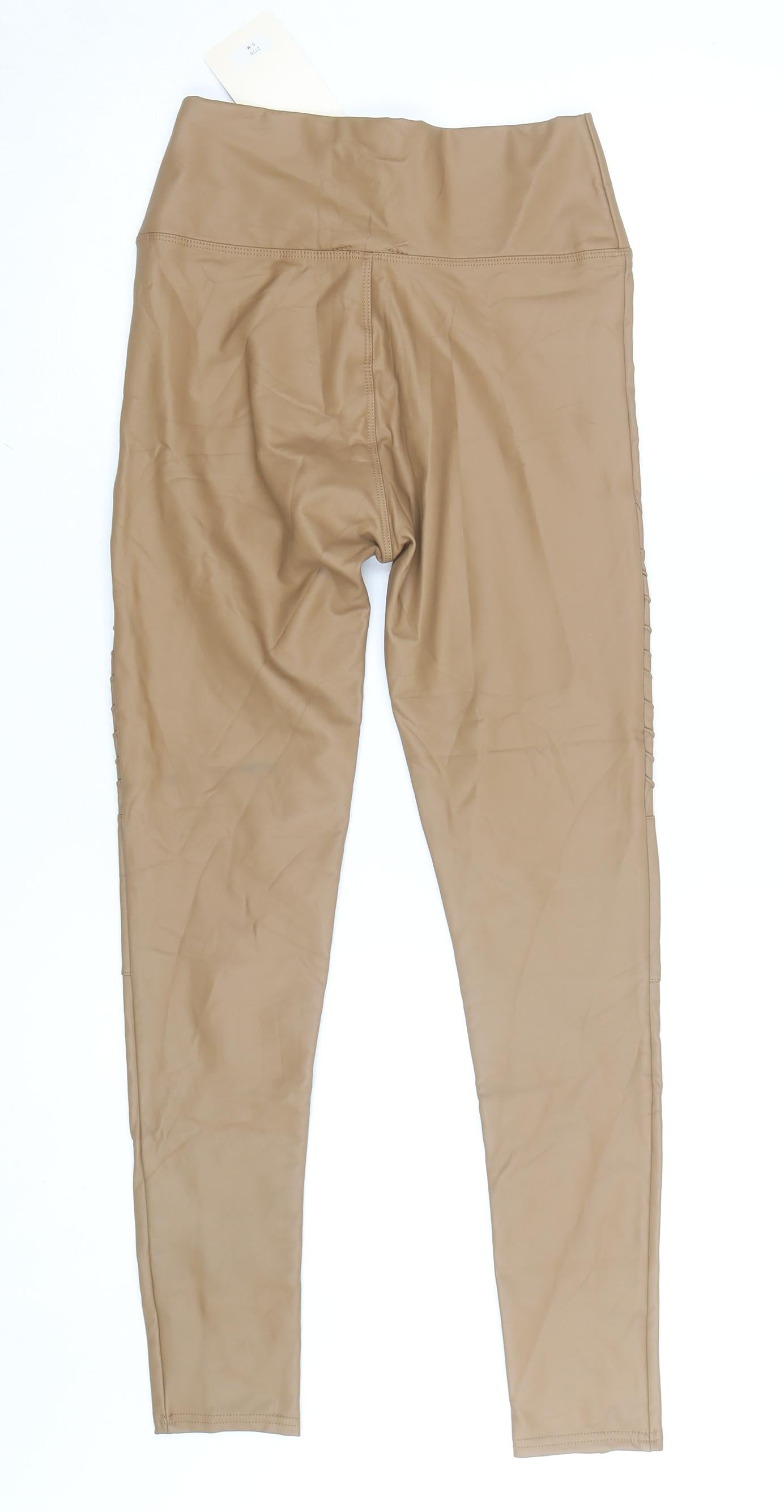 Emily & Me London Womens Beige Faux Leather Skinny Leggings S/M