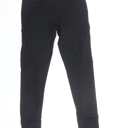 Kyodan Womens Black Small Leggings Reflective Zip Pocket Activewear