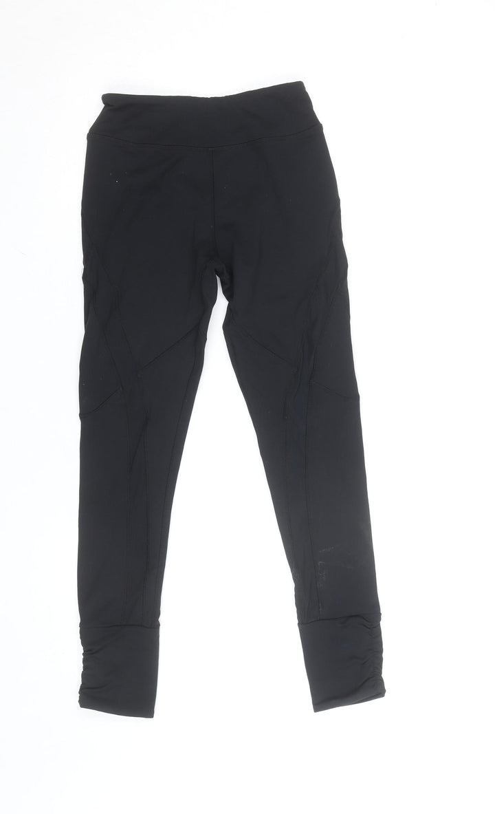 Kyodan Womens Black Small Leggings Reflective Zip Pocket Activewear