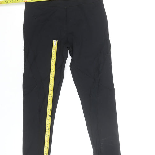 Kyodan Womens Black Small Leggings Reflective Zip Pocket Activewear