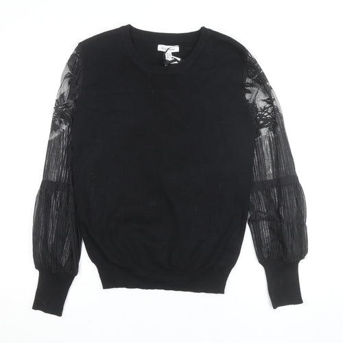 Wild Flower Women's Black Lace Sleeve Pullover Jumper Size M