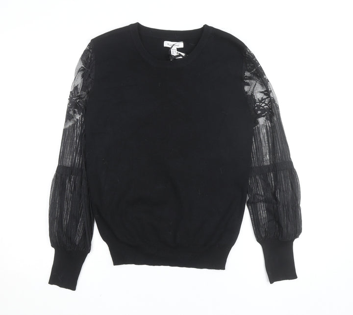 Wild Flower Women's Black Lace Sleeve Pullover Jumper Size M
