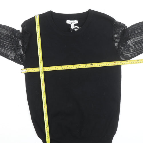 Wild Flower Women's Black Lace Sleeve Pullover Jumper Size M
