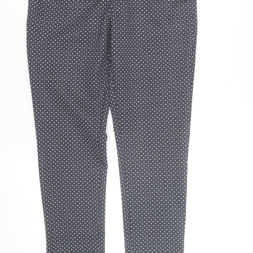 Dunnes Women's Blue Geometric Slim Tapered Stretch Trousers Size 12