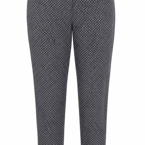 Dunnes Women's Blue Geometric Slim Tapered Stretch Trousers Size 12