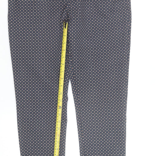 Dunnes Women's Blue Geometric Slim Tapered Stretch Trousers Size 12
