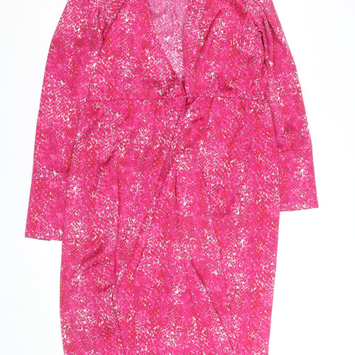 Paul Costelloe Living Studio Women’s Pink Abstract Wrap Dress Size 12