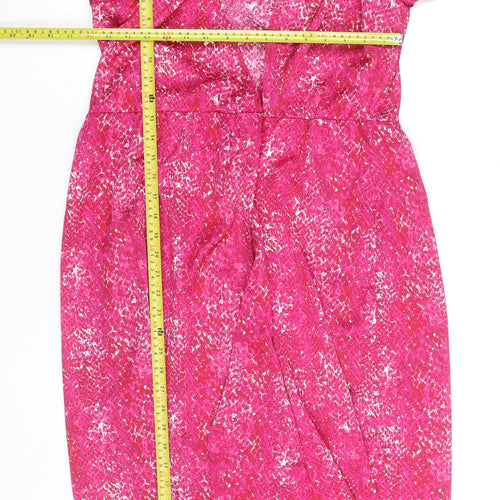 Paul Costelloe Living Studio Women’s Pink Abstract Wrap Dress Size 12