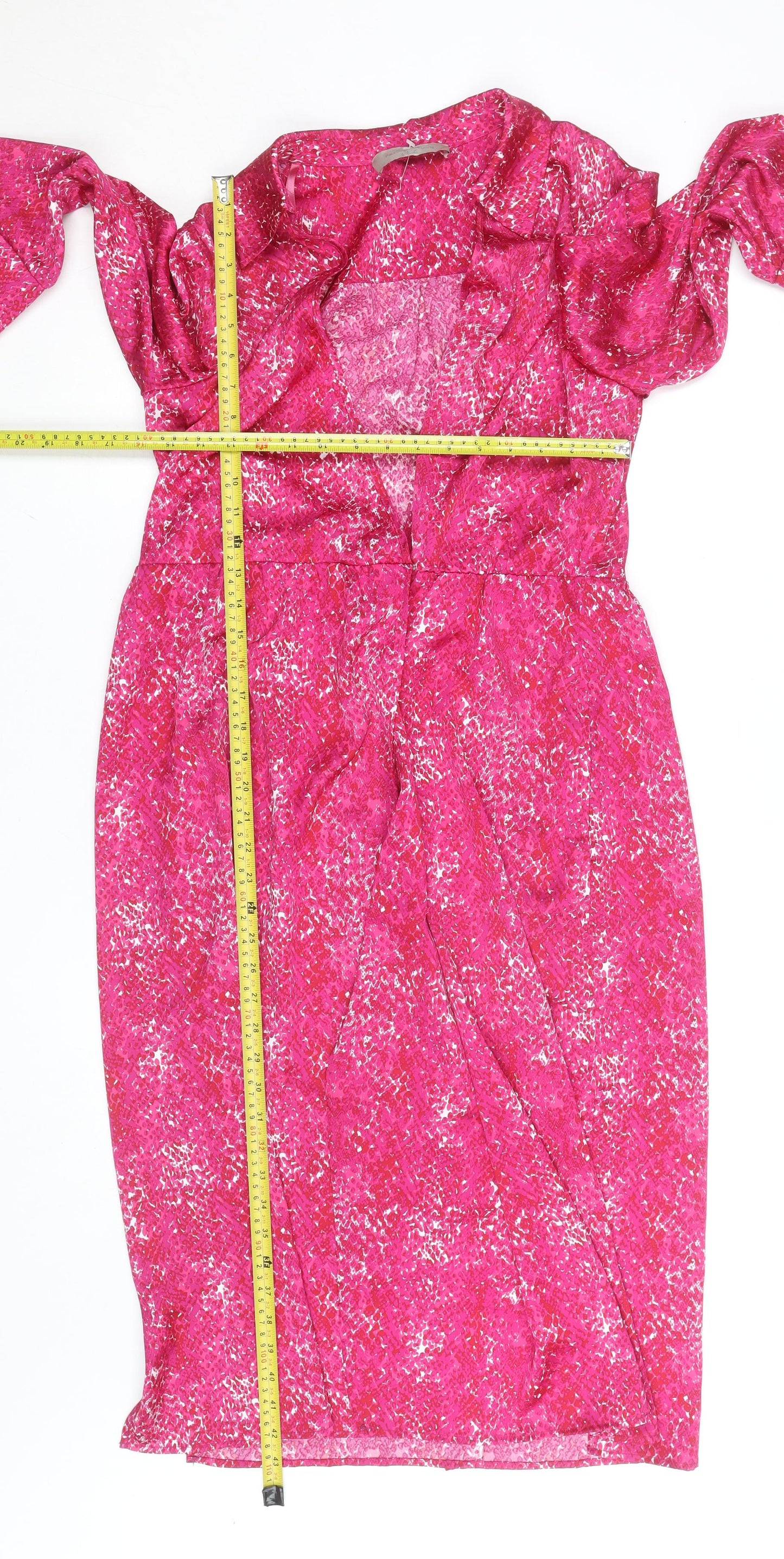 Paul Costelloe Living Studio Women’s Pink Abstract Wrap Dress Size 12