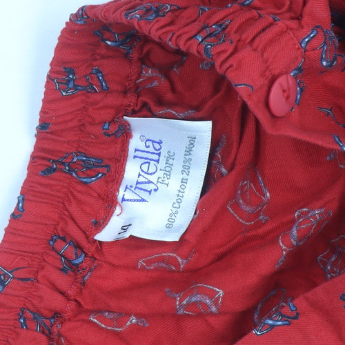 Viyella Women Red Floral Cotton Wool Midi A-Line Skirt M