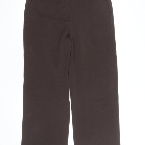 & Other Stories Women Brown 14 Straight Leg Polyester Blend Work Trousers