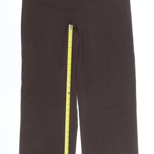 & Other Stories Women Brown 14 Straight Leg Polyester Blend Work Trousers