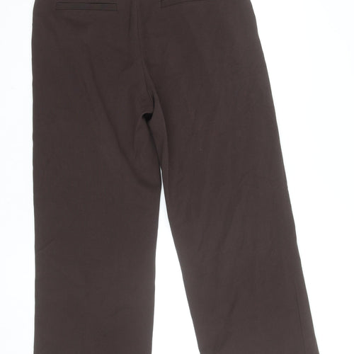 & Other Stories Women Brown 14 Straight Leg Polyester Blend Work Trousers