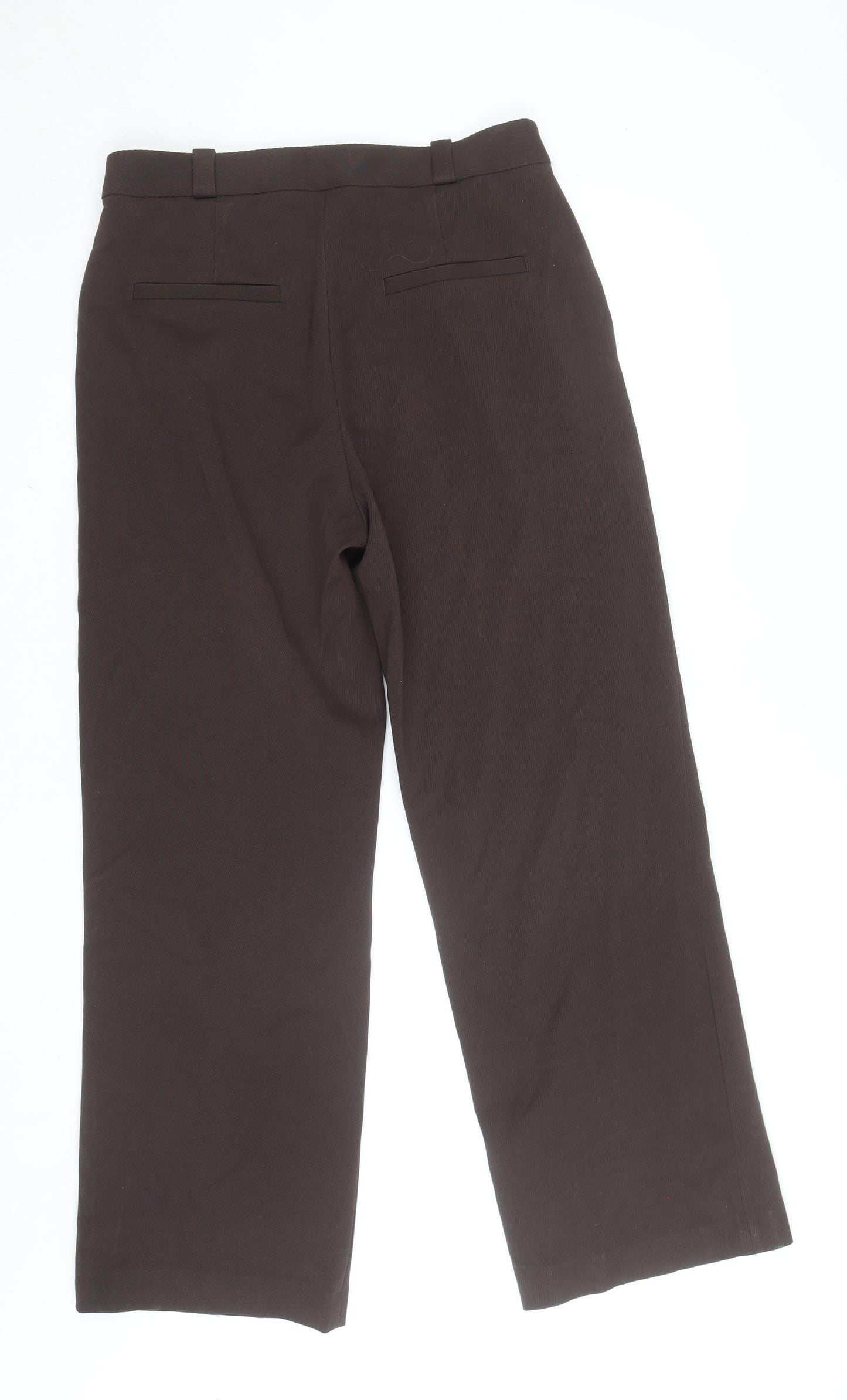 & Other Stories Women Brown 14 Straight Leg Polyester Blend Work Trousers