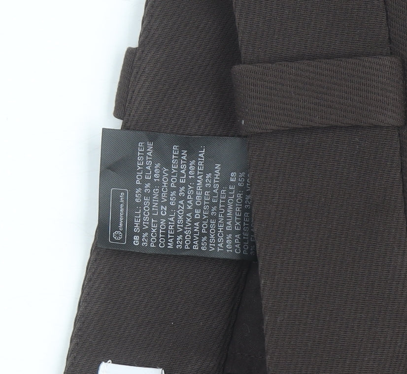 & Other Stories Women Brown 14 Straight Leg Polyester Blend Work Trousers