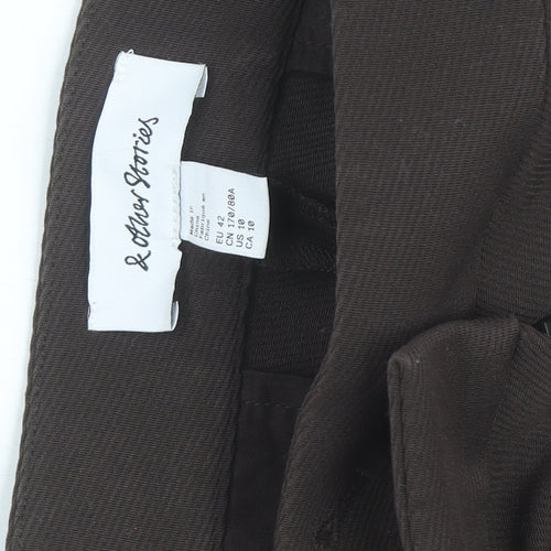 & Other Stories Women Brown 14 Straight Leg Polyester Blend Work Trousers