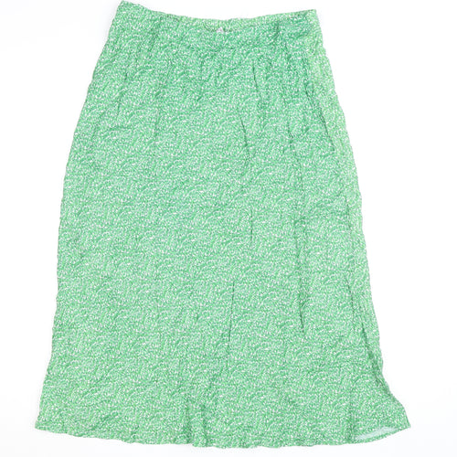 Gallery Women’s Green Floral Midi A-Line Skirt Size 12 Viscose