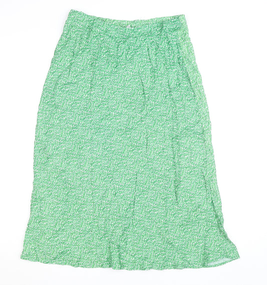 Gallery Women’s Green Floral Midi A-Line Skirt Size 12 Viscose