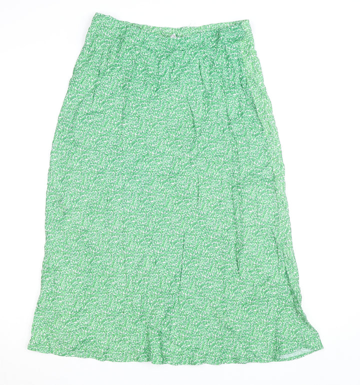 Gallery Women’s Green Floral Midi A-Line Skirt Size 12 Viscose