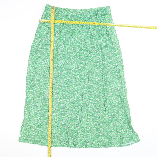 Gallery Women’s Green Floral Midi A-Line Skirt Size 12 Viscose