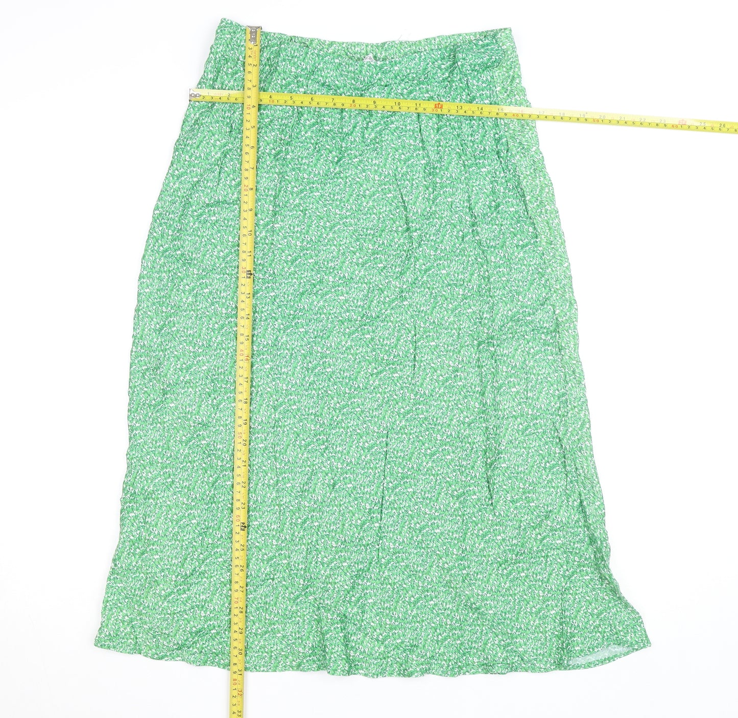 Gallery Women’s Green Floral Midi A-Line Skirt Size 12 Viscose