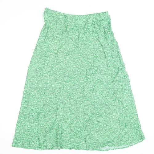 Gallery Women’s Green Floral Midi A-Line Skirt Size 12 Viscose