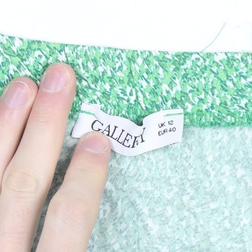 Gallery Women’s Green Floral Midi A-Line Skirt Size 12 Viscose