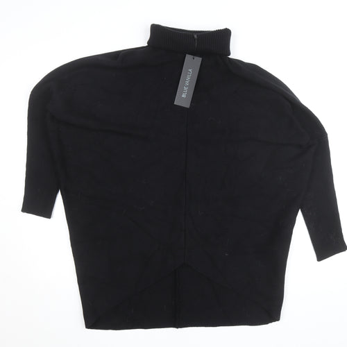 Blue Vanilla Women's Black Roll Neck Relaxed Fit Knit Jumper One Size