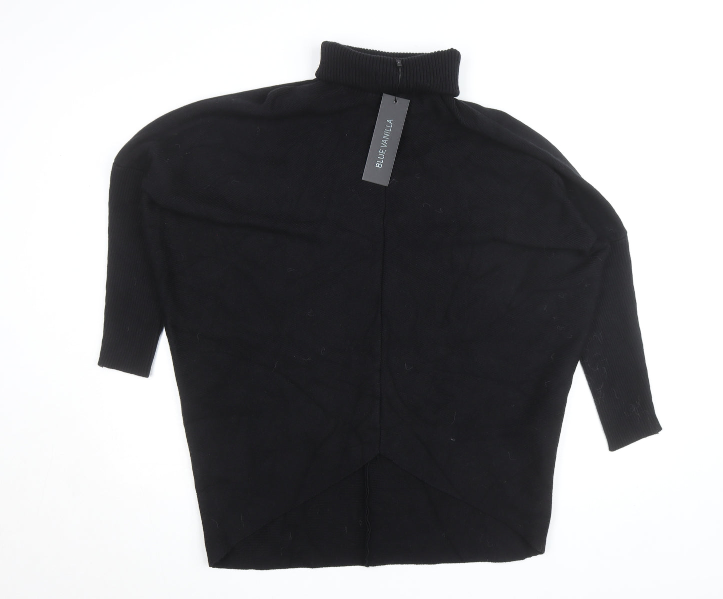 Blue Vanilla Women's Black Roll Neck Relaxed Fit Knit Jumper One Size