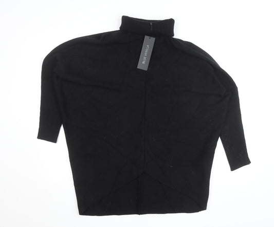 Blue Vanilla Women's Black Roll Neck Relaxed Fit Knit Jumper One Size