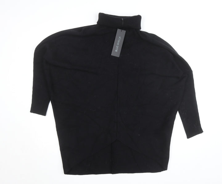 Blue Vanilla Women's Black Roll Neck Relaxed Fit Knit Jumper One Size
