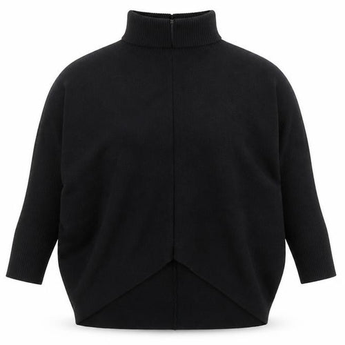 Blue Vanilla Women's Black Roll Neck Relaxed Fit Knit Jumper One Size