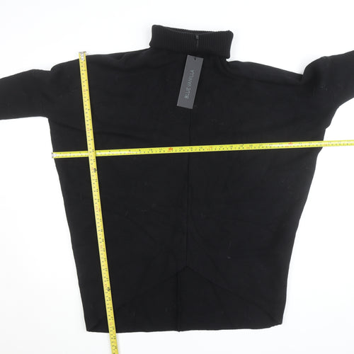 Blue Vanilla Women's Black Roll Neck Relaxed Fit Knit Jumper One Size