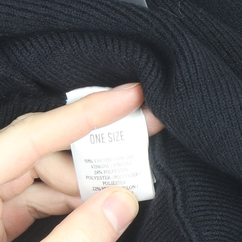 Blue Vanilla Women's Black Roll Neck Relaxed Fit Knit Jumper One Size