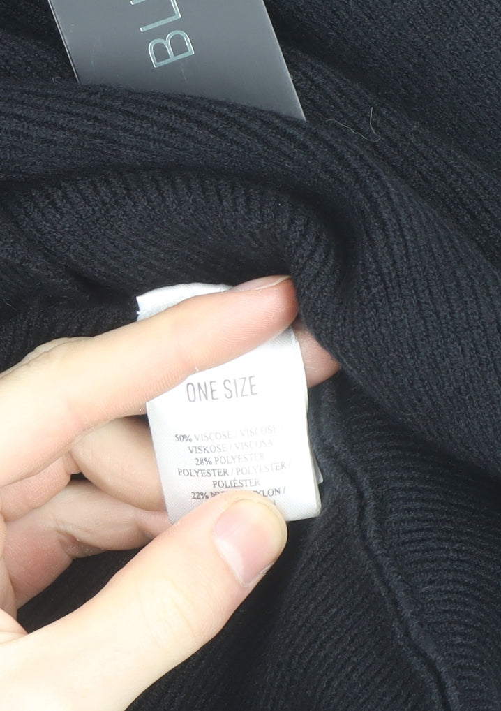 Blue Vanilla Women's Black Roll Neck Relaxed Fit Knit Jumper One Size