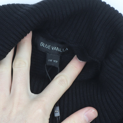 Blue Vanilla Women's Black Roll Neck Relaxed Fit Knit Jumper One Size