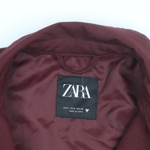 Zara Women Burgundy Single-Breasted Suit Jacket S