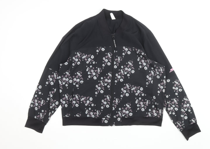 Skechers Womens Black Floral 2XL Track Jacket Full Zip Lightweight