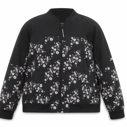 Skechers Womens Black Floral 2XL Track Jacket Full Zip Lightweight