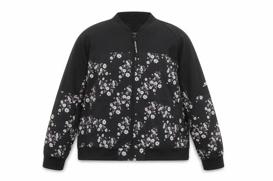 Skechers Womens Black Floral 2XL Track Jacket Full Zip Lightweight