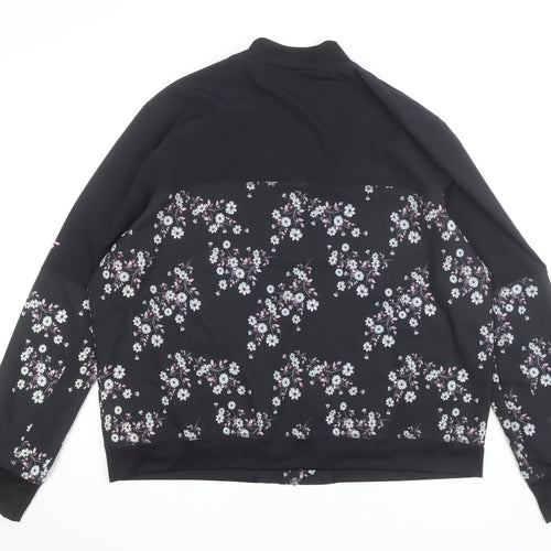 Skechers Womens Black Floral 2XL Track Jacket Full Zip Lightweight