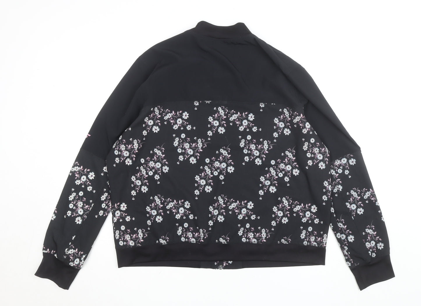 Skechers Womens Black Floral 2XL Track Jacket Full Zip Lightweight