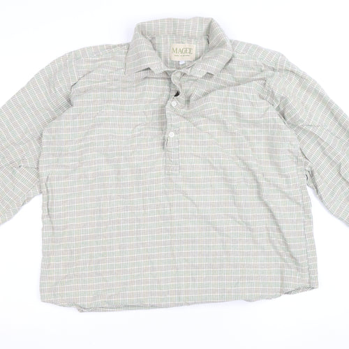 Magee Men’s Beige Check Cotton Long Sleeve Casual Shirt Size 40
