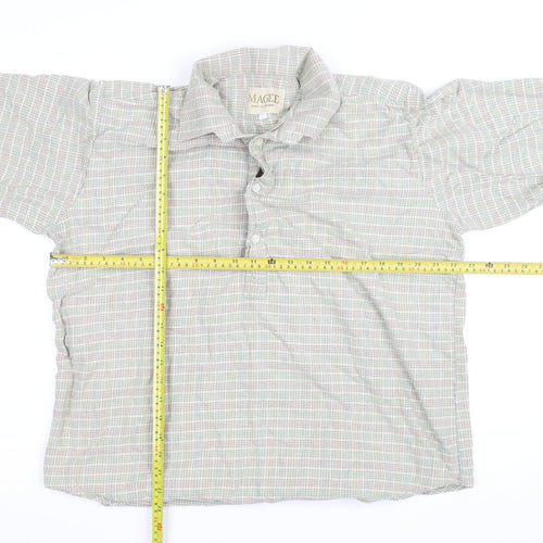 Magee Men’s Beige Check Cotton Long Sleeve Casual Shirt Size 40