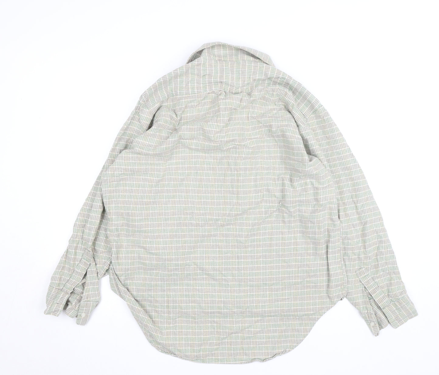 Magee Men’s Beige Check Cotton Long Sleeve Casual Shirt Size 40