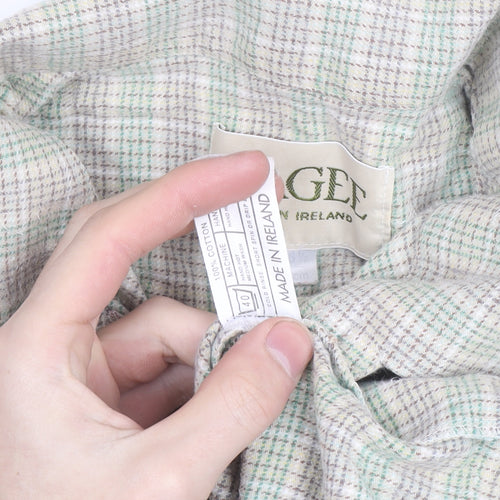 Magee Men’s Beige Check Cotton Long Sleeve Casual Shirt Size 40